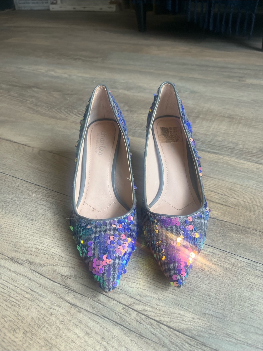 Charles by Charles David Iridescent Purple Sequin Pointed-Toe Mid Heels - Picture 2 of 6